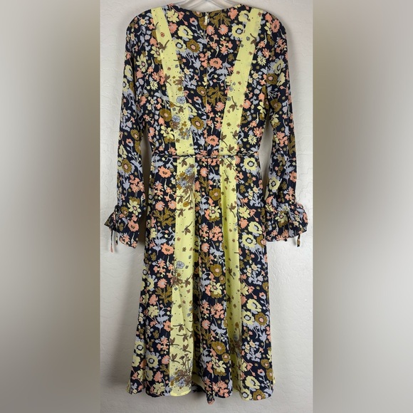 NEW ModCloth Unique Persona Midi Prairie Blue Yellow Mix Print 0 Dragonfly 1329 - Picture 3 of 7